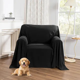 MYSKY HOME Sesselschoner für Relaxsessel - Sofa Überzug 1 Sitzer, Sesselbezug für Zuhause, Sesselüberwurf Armlehnenschoner für Haustieren, Sessel Bezug für Fernsehsessel 180 x 230cm, Schwarz