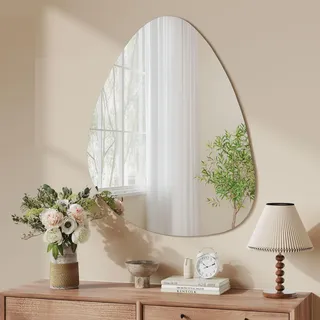 Dripex Asymmetrischer Spiegel, Rahmenlos, Organischer Wandspiegel Groß für Wand Wohnzimmer Bad Flur Eingang, Deko 50 x 65 cm