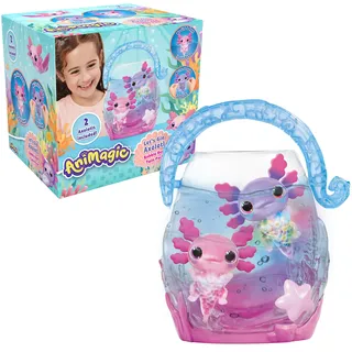 Animagic - Let's Glo Axolotl Bubble Reef Pack :1 Interaktives Aquarium + 2 Axolotl (Rosa & Lila), Elektronische & leuchtende Freunde, Sensorisches Spielzeug für Kinder ab 4 Jahren
