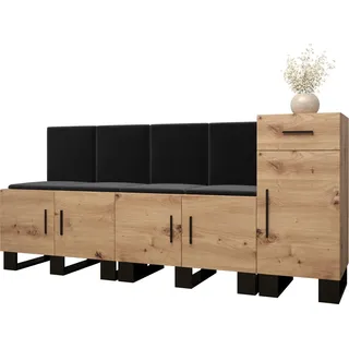 Garderobe ARTIN Set 17 mit gepolsterten Paneelen Industrial Design - Schwarz