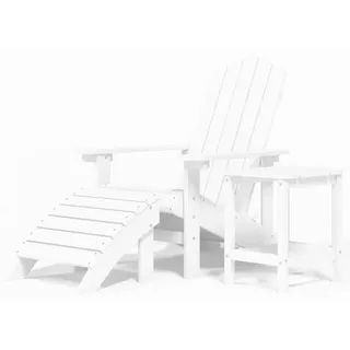 vidaXL Adirondack-Gartenstuhl mit Hocker & Tisch HDPE Weiß - Weiß