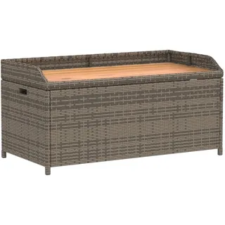 Bank mit Stauraum Grau 100x50x52 cm Poly Rattan Akazienholz - Grau