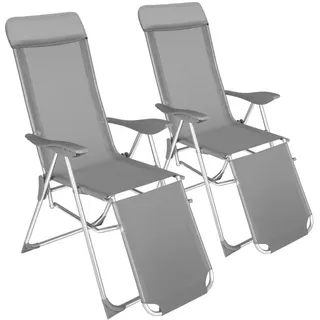 tectake Gartenstuhl 2er Set Jana, 146,5 x 59 x 117,5 cm, grau , Grau , Metall , 59x117.5x146.5 cm , Gartenmöbel, Gartensessel, Gartenstühle