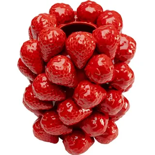 Kare Design Vase Strawberries, Rot, Erdbeeren, handgearbeitet, Unikat, Porzellan Glasiert, Vase Klein, Dekorationsvase, Tischvase, Blumenvase fürs Wohnzimmer, Accessoire, 24x21x21 cm (H/B/T)