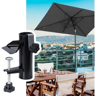 Sekey Sonnenschirm Balkon Rechteckig 200×125 cmGartenschirm mit Balkongeländer UV50+ Kippbar Outdoor-Schirm für Balkon Terrasse, Grau - Grau