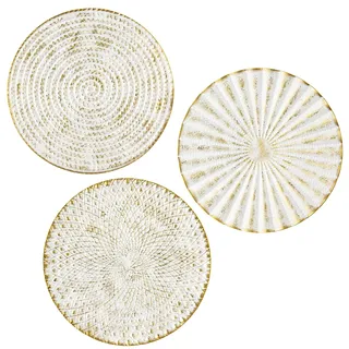 3er-Set Boho Gold Wandskulpturen Runde Wanddekoration Metall Wandschmuck Dekorationen 3D Metallbilder Modernes Kunstwerk für Haus Wohnzimmer Esszimmer Schlafzimmer Küche Korridor(30cm*30cm), Typ-2