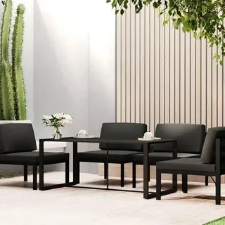 Garten-Esstisch Anthrazit aus pulverbeschichtetem Aluminium 120 x 60 x 66 cm, Gartentisch Terrassentisch Balkontisch Beistelltisch Esstisch für Outdoor und Balkon - Grau