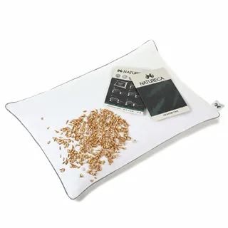 NATURECA Dinkelkissen 40x60 cm mit Bio-Dinkelspelz, Nackenstützkissen für Seitenschläfer und Rückenschläfer, Kopfkissen mit Verstellbarer Höhe und waschbarem Bezug aus 100% Baumwolle
