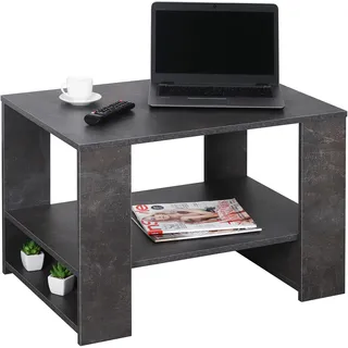 RICOO Couchtisch mit Stauraum 72 x 50 x 50 cm, Couchtisch Holz, Wohnzimmertisch für Couch in Betonoptik Grau – WM090-BG - Tisch Wohnzimmer, Sofatisch, Coffee Table, Couchtisch klein