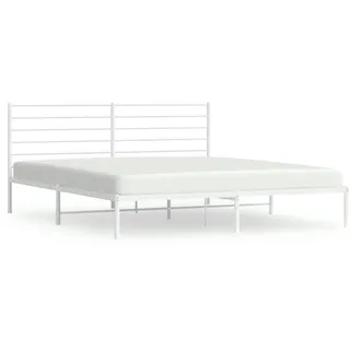 vidaXL Bettgestell mit Kopfteil Metall Weiß 180x200 cm