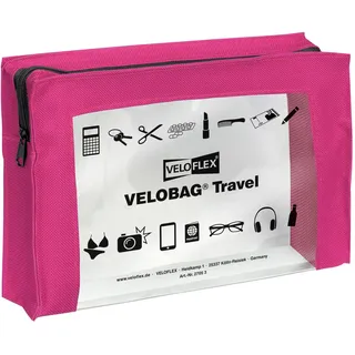 VELOFLEX 2705371 - VELOBAG Travel DIN A5 Kleinkrambeutel Reißverschlusstasche Mehrzwecktasche, Textil und PVC, pink, 1 Stück