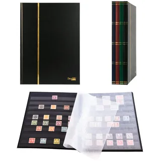 Prophila Collection 16 Schwarze Seiten A4 Briefmarken-Einsteckbuch schwarz