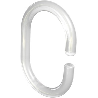 Flairdeco Duschvorhangringe C-Form, Plastik, Transparent, 60/42 mm, 20 Stück