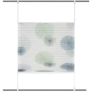 Plissee , Blau, Grün , Textil , Abstraktes , 60x130 cm , Heimtextilien, Vorhänge, Plissees