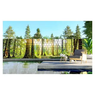 Panorama Sichtschutzstreifen - bedruckte Sichtschutzstreifen für Doppelstabmattenzaun mit großem Panorama Motiv (XXL (3 Zaundfelder), Wald)