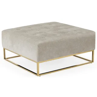 Menzzo Hudson Quadratischer Polsterhocker mit Stoffbezug Beige