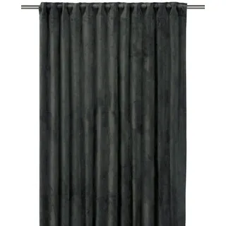 Svanefors Fertigvorhang , Anthrazit , Textil , Uni , 135x280 cm , beliebig kürzbar, für Stange und Schiene geeignet, Samtoptik, mit Kombiband, 100% Verdunkelung , Heimtextilien, Vorhänge, Fertigvorhänge, Verdunkelungsvorhänge