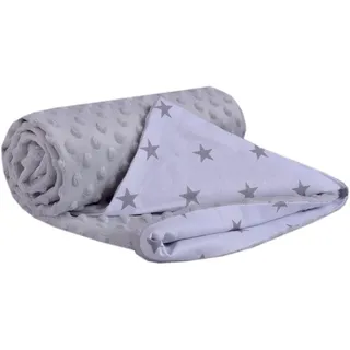 Medi Partners Krabbeldecke 100% Baumwolle 75x100cm doppelseitig multifunktional Minky Kuscheldecke für Kinderwagen weich flauschig (graue Sterne mit grauem Minky)