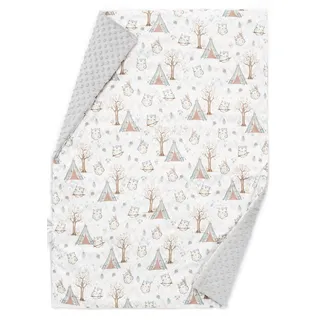 EliMeli BABYDECKE Kuscheldecke Krabbeldecke Premium Babybettwäsche Baumwolle super weichem Minky Polar Fleece Füllung 75x100 beste Qualität Öko-Tex-Zertifikat Made in EUROPE (Grey - Owls)