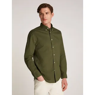 Tommy Hilfiger »FLEX POPLIN SOLID", regular fit SHIRT mit Button-down und Rückenfalte« unifarben, klassisch, regular fit, Baumwolle, Kragen, grün