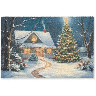 MuchoWow Fussmatte Weihnachten - Weihnachtsbaum - Winter - Zuhause - Schnee Schmutzfänger 180x120 cm , Multicolor , Kunststoff , Rechteckig , 180x0.4 cm , Teppiche und Böden, Schmutzfangmatten, Fußmatten