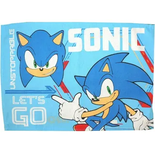 CARTOON Sonic Frühstücksbrettchen 46 x 32 cm, Tischset aus Baumwolle, waschbar, Blau, 1 Stück