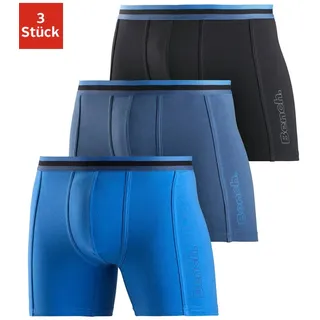 Langer Boxer BENCH., Herren, Gr. XXL, 3 Stk., blau (blau, schwarz, marine), Jersey, Obermaterial: 92% Baumwolle, 8% Elasthan (LYCRA), unifarben, körpernah, Unterhosen Langer Boxer, Unterhosen mit elastischem Bund und Logodruck auf dem Bein, Topseller