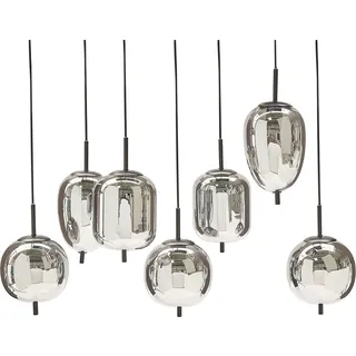 BELIANI Hängelampe Halbtransparent Rauchglas Silber Glasschirme Eisen 7 Leuchte Modernes Design Wohnaccessoires Wohnzimmer - Silber, Schwarz