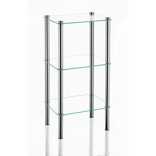 Kela Badezimmerregal , Silberfarben , Metall, Glas , 3 Fächer , 40x76.5x30 cm , in verschiedenen Größen erhältlich , Badezimmer, Badezimmerregale, Badregale