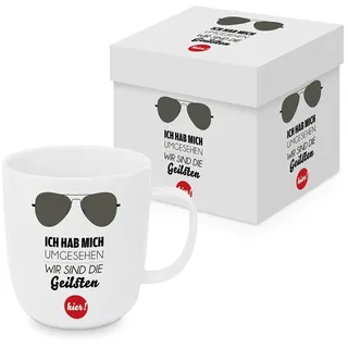 PPD Tasse Spruch Ich habe mich umgesehen aus Porzellan im passenden Geschenkkarton. Motivtasse für den gedeckten Tisch und als Geschenk 0,4L x H9cm
