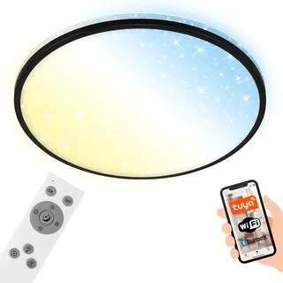 BRILONER - LED Deckenlampe flach Smart Home, funktioniert mit Alexa, Fernbedienung, Lampe, Deckenleuchte, Wohnzimmerlampe, LED Panel, Schlafzimmerlampe, 33,3x6,2 cm, Schwarz