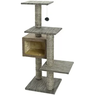 Eleganter Zwei-Pfosten-Kratzbaum mit quadratischem Zwinger und hängendem Katzens