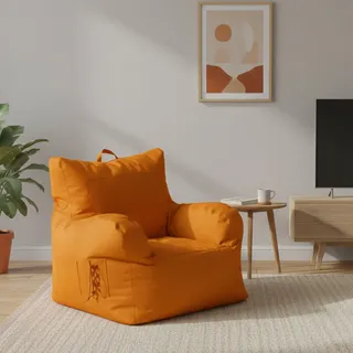 Dmora Gepolsterter Sessel mit Armlehnen, Farbe Orange, Maße 80 x 80 x 80 cm