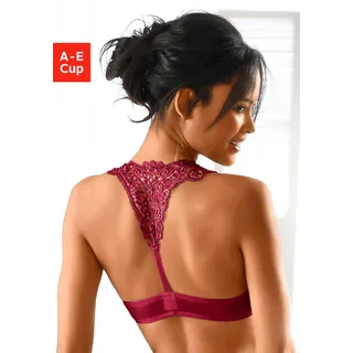 LASCANA Push-up-BH »Melissa«, mit Vorderverschluss & Spitzenrücken aus Stickerei, Dessous, rot