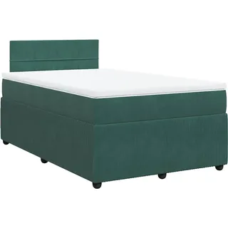 vidaXL Boxspringbett mit Matratze Dunkelgrün 120x200 cm Samt - Grün