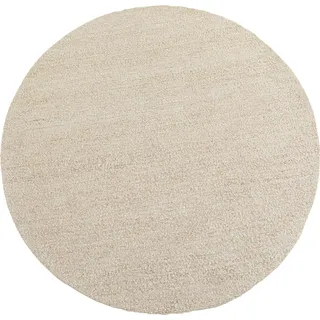 Kare Design Teppich Boucara, Creme, 200x200cm, Läufer, Vorleger, Rund, Baumwolle, Einfarbig, Wohnzimmer