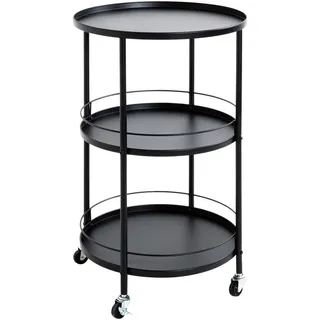 Haku-Möbel Servierwagen schwarz, Metall , rund , 75 cm , Esszimmer, Barmöbel, Barwagen