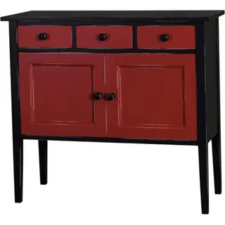 Casa Padrino Jugendstil Kommode 100cm Schwarz / Rot - Landhaus Stil Sideboard Schrank - Rot