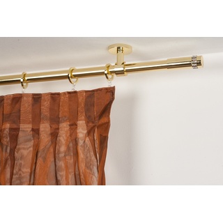 InCasa Gardinenstange Ø 20 mm, Länge: 300 cm, Glanz Messing – komplett