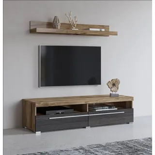 INOSIGN TV-Lowboard 140 cm mit Wandregal satin nussbaumfarben/darkwood