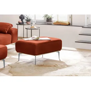 W.Schillig Polsterhocker »run« mit elegantem Holzsockel, Füße in Silber matt, Breite 75 cm, orange