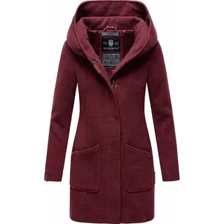 Marikoo Damen Trenchcoat Herbst Winter Jacke Kurz Mantel Parka Outdoor Kapuze Maikoo Bordeaux Melange Gr. 36 - S - bordeaux