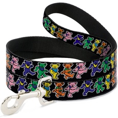 Buckle-Down Pet Leash - Dancing Bears Black/Multi Color - 4 Feet Long - 1" Wide