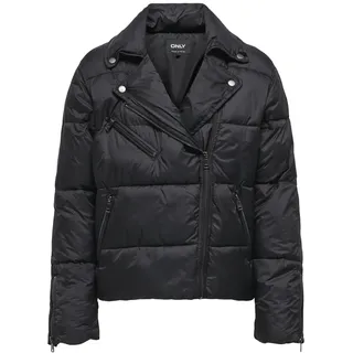 ONLY Damen ONLVANILLA Puffer Biker Jacket OTW Steppjacke, Schwarz, M