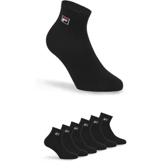 Kurzsocken FILA "UNISEX QUARTER PLAIN SOCKS", Damen, Gr. 35-38, schwarz, Materialmix, unifarben, normal, Socken Kurzsocken, mit Logo-Schriftzug, Topseller