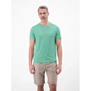 T-Shirt LERROS "T-Shirt mit Rundhalsausschnitt und Knopfleiste", Herren, Gr. XL, mint water, 100% Baumwolle, Rundhals, Shirts T-Shirt