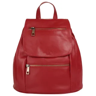 Cityrucksack SAMANTHA LOOK "SAMANTHA LOOK Damen City-Rucksack echt Leder, Made in Italy", Damen, Gr. B/H/T: 24cm x 27cm x 11cm, onesize, rot, Leder, Rindsleder, beschichtet, leicht glänzend, Rucksäcke Cityrucksack, echt Leder, Made in Italy