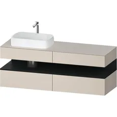 Duravit Qatego Konsolenwaschtischunterbau, 2 Auszüge, 2 Schubkästen, Ausschnitt links, 1600x550x600mm, Nische Eiche Schwarz, QA4777016, Farbe: Taupe Matt