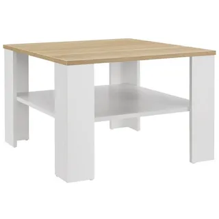 Juskys Couchtisch mit Ablage 60x60 cm - Weiß, Holzoptik