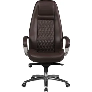 FineBuy AUSTIN Bürostuhl Echtleder Schreibtischstuhl ergonomisch Chefsessel edel Drehstuhl höhenverstellbar - Braun